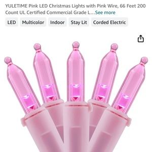 Pink LED Christmas lights with pink wire. 200 count, 66 ft. Never been used.